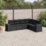 vidaXL Salon de jardin 6 Pièces avec coussins noir résine tressée