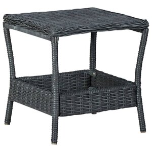 vidaXL Table de jardin Gris foncé 45x45x46 5 cm Résine tressée