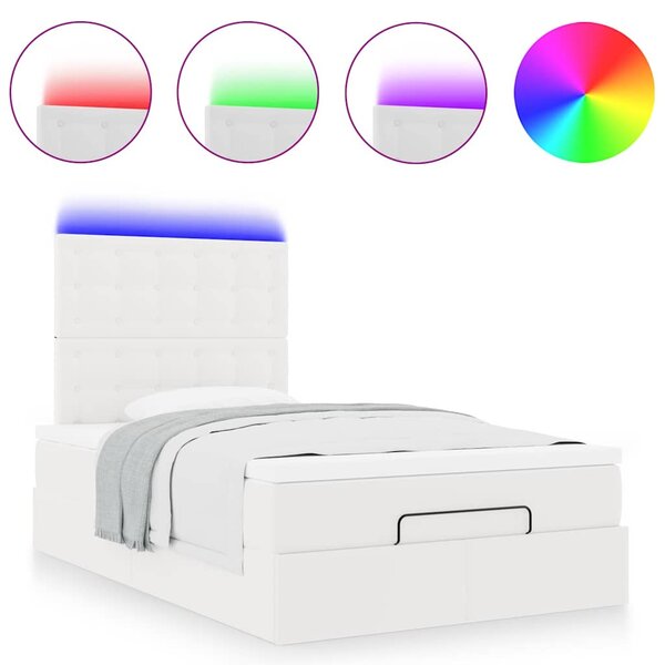 vidaXL Cadre de lit ottoman avec matelas blanc 120x190 cm similicuir