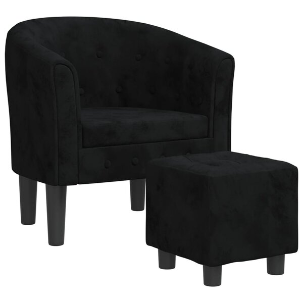 vidaXL Fauteuil avec repose-pied noir velours