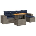 vidaXL Salon de jardin 6 Pièces avec coussins gris résine tressée