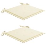vidaXL Chaises de jardin lot de 2 et coussins crème Bois teck massif