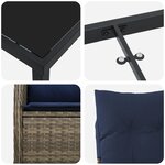 vidaXL Set de dîner de jardin 5 pièces avec coussins en raton poly noir