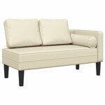 vidaXL Chaise longue avec coussins crème similicuir
