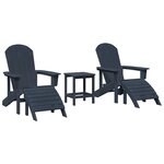 vidaXL Chaise de jardin 3 pc Bleu marine Polyéthylène