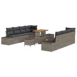 vidaXL Ensemble de canapé de jardin 11 Pièces Gris Poly rotin