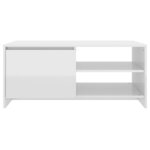 vidaXL Table basse blanc brillant 102x50x45 cm bois d'ingénierie