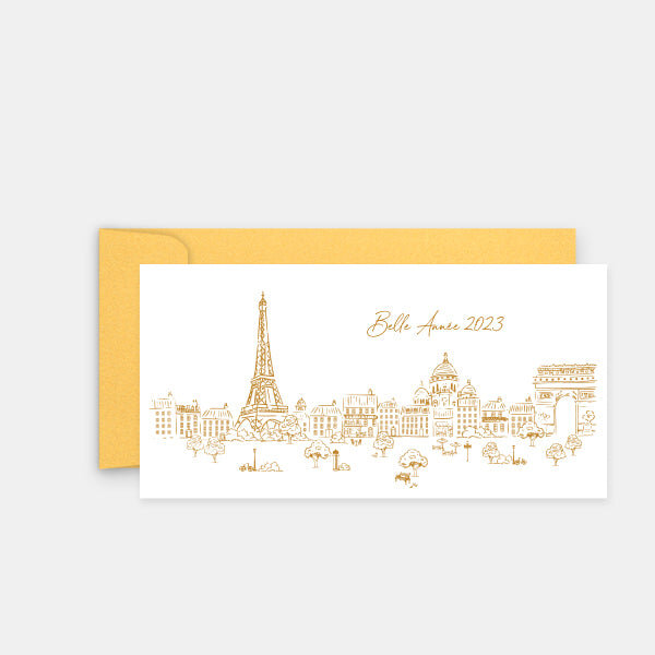 Lot de 5 cartes de voeux paris or