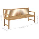 vidaXL Banc de jardin avec coussin crème 175 cm Bois de teck massif