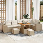 vidaXL Ensemble de canapé de jardin 9 Pièces Beige  Crème 80 x 80 x 71 cm