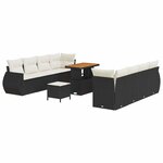 vidaXL Ensemble de canapé de jardin 11 Pièces Noir polyrotin