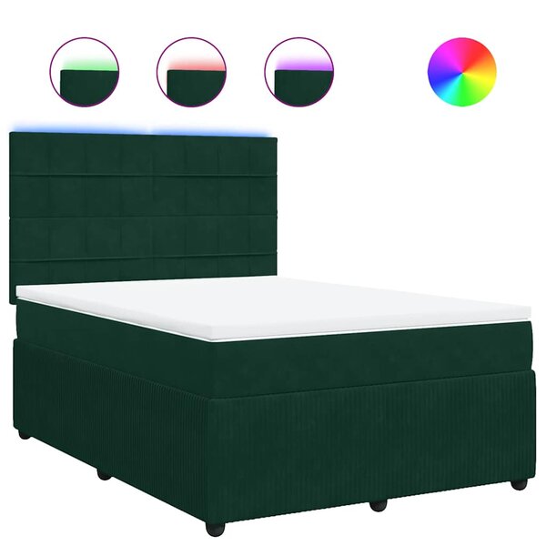 vidaXL Sommier à lattes de lit et matelas Vert foncé 140x190cm Velours