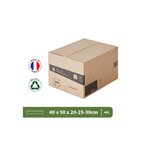 Pack and Move - Lot 75 cartons déménagement hauteur modubale : variable - 50 x 40 x 20-30 cm - Poignées renforcées - 3 adhésifs offerts