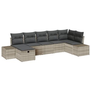 vidaXL Ensemble de canapé de jardin de 7 pièces avec coussins gris clair en rattan synthétique