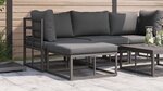 vidaXL Mobilier de jardin avec coussin Noir Aluminium