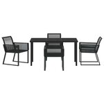 vidaXL Ensemble de salle à manger pour jardin 5 Pièces Noir Poly rotin