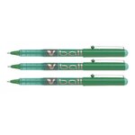 Stylo Roller Encre Liquide V-BALL 10 Pointe Large Vert x 3 PILOT