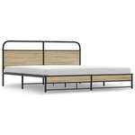 vidaXL Cadre de lit en métal sans matelas chêne fumé 200x200 cm