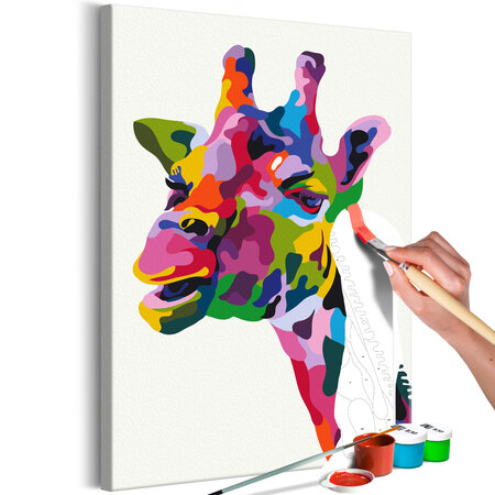Tableau à peindre par soi-même - colourful giraffe l x h en cm 40x60