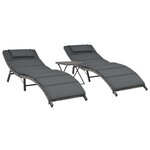 vidaXL Salon de jardin pliable 3 Pièces Résine tressée Gris