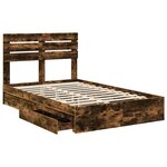vidaXL Lit de Rangement Chêne fumé 120 x 200 cm Bois d'ingénierie
