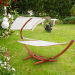 Hamac de jardin avec support en bois et parasol hamac sur pied 2 personnes max. charge max. 180 Kg