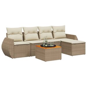 vidaXL Salon de jardin avec coussins 6 Pièces beige résine tressée
