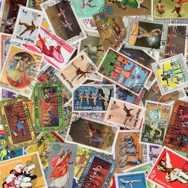 Danses timbres thématiques tous différents. Pochette - 25 timbres