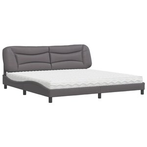 vidaXL Lit avec matelas Hvar gris 200x200 cm similicuir