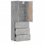 vidaXL Buffet haut Gris béton 69 5x34x180 cm Bois d'ingénierie