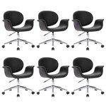 vidaXL Chaises pivotantes à manger lot de 6 noir similicuir