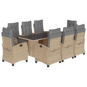 vidaXL Ensemble à manger de jardin et coussins 9 Pièces mélange beige