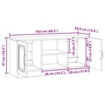 vidaXL Meuble TV Gris béton 102 x 34 5 x 47 cm Bois d'ingénierie