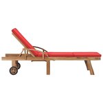 vidaXL Chaises longues avec coussins 2 Pièces Bois de teck solide Rouge