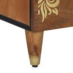 vidaXL Table de chevet Marron miel avec motifs dorés Bois de manguier massif
