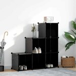 vidaXL Organisateur de rangement cube avec 6 compartiments Noir