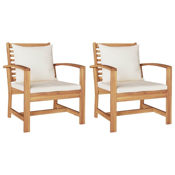 vidaXL Chaise avec coussin 2 Pièce Marron et Crème 65 x 60 x 76 5 cm