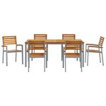 vidaXL Ensemble de salle à manger pour jardin 7 Pièces Gris et marron