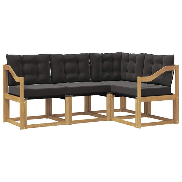 vidaXL Ensemble de canapés d'extérieur 4 pc Blanc et noir