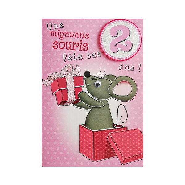 Carte de voeux enfant - anniversaire - 2 ans fille