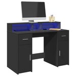 vidaXL Bureau avec lumières LED noir 120x55x91 cm bois d'ingénierie