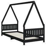 vidaXL Cadre de lit pour enfants noir 80x200 cm bois de pin massif