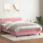 vidaXL Sommier à lattes de lit avec matelas rose 160x220 cm velours