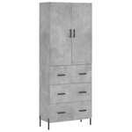vidaXL Buffet haut Gris béton 69 5x34x180 cm Bois d'ingénierie