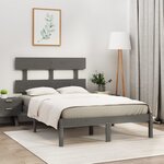 vidaXL Cadre de lit Gris Bois massif 140x190 cm