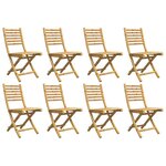vidaXL Chaises pliables de jardin lot de 8 43x54x88 cm bambou