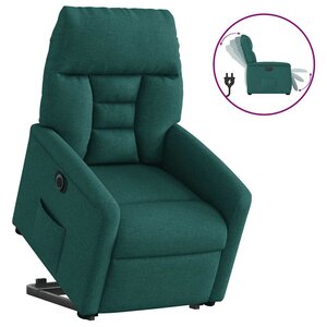 vidaXL Fauteuil inclinable électrique vert foncé tissu