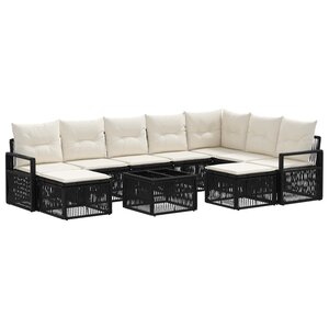 vidaXL Ensemble de canapé de jardin 10 Pièces Noir polyrotin