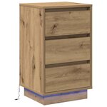 vidaXL Cabinet de chevet avec LED Chêne artisan 39x34.5x65 cm Bois d'ingénierie