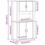 vidaXL Haut meuble Chêne noir 80 x 33 x 150 cm Bois d'ingénierie